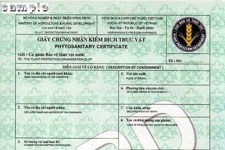 Đài Loan lưu ý doanh nghiệp xuất khẩu về Chứng thư kiểm dịch thực vật