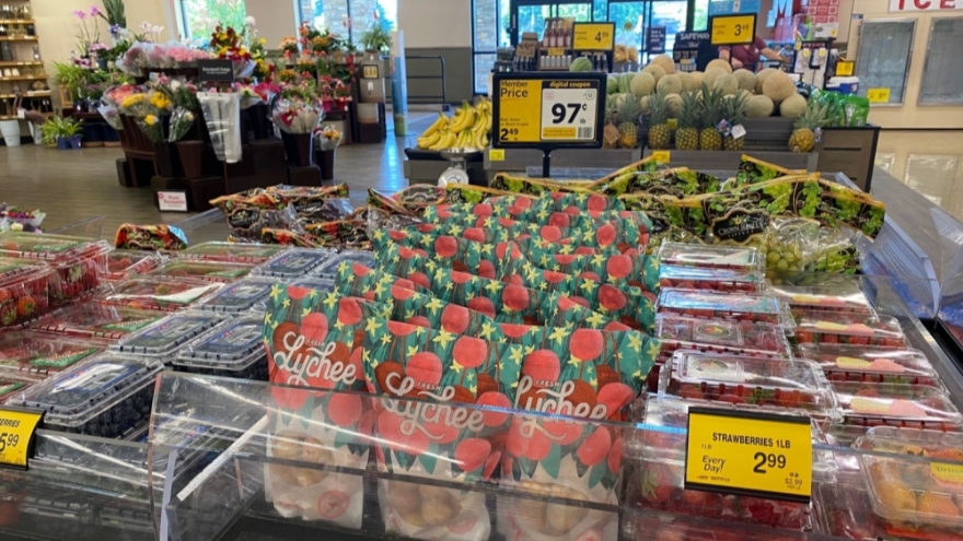 Quả vải Việt Nam được bày bán trong hệ thống siêu thị lớn tại Hoa Kỳ