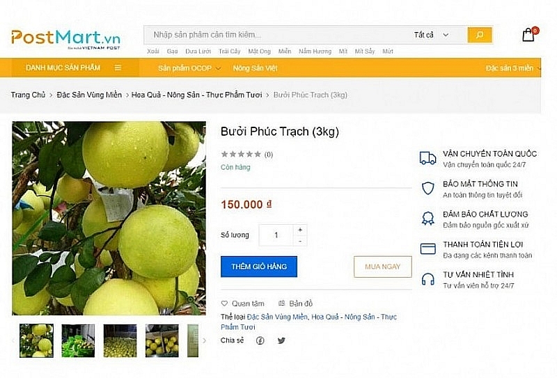 Mở rộng kênh tiêu thụ bưởi Phúc Trạch qua thương mại điện tử