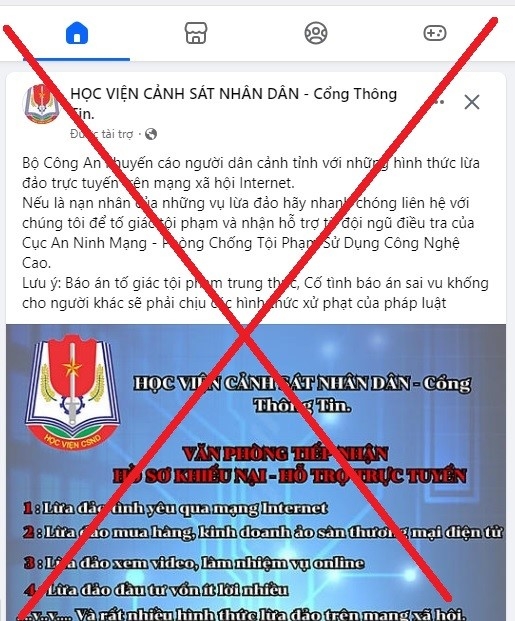 Cảnh báo giả mạo Facebook Học viện Cảnh sát nhân dân hỗ trợ lấy lại tiền lừa đảo Cảnh báo giả mạo Facebook Học viện Cảnh sát nhân dân hỗ trợ lấy lại tiền lừa đảo