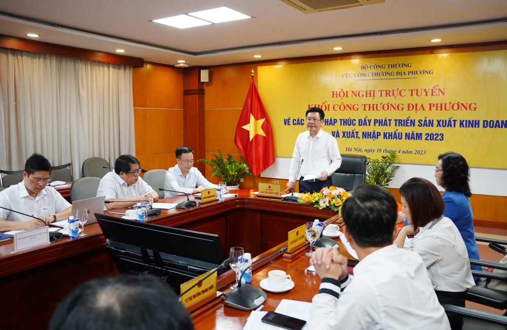 Hội nghị trực tuyến khối Công Thương địa phương về các giải pháp thúc đẩy phát triển sản xuất kinh doanh và xuất, nhập khẩu năm 2023 Hội nghị trực tuyến khối Công Thương địa phương về các giải pháp thúc đẩy phát triển sản xuất kinh doanh và xuất, nhập khẩu năm 2023