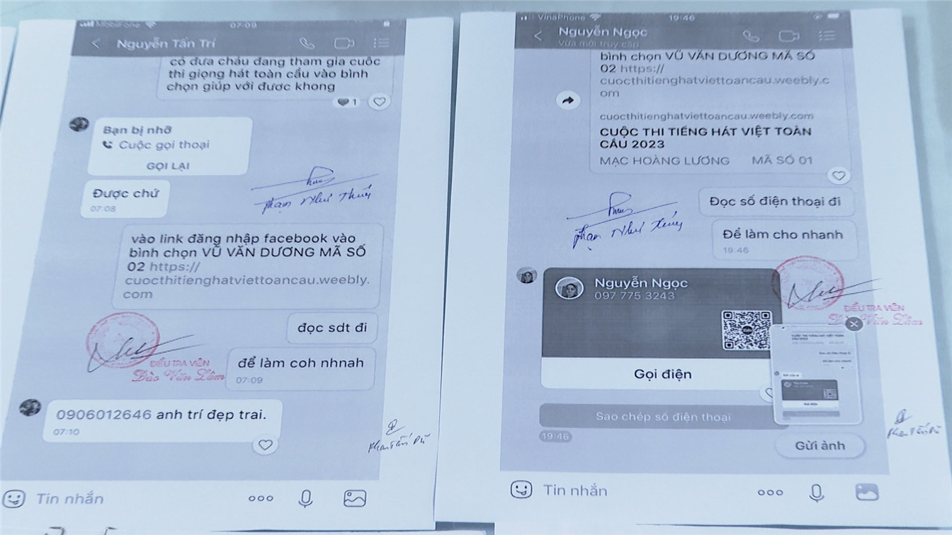 Các đối tượng và tang vật của vụ án.