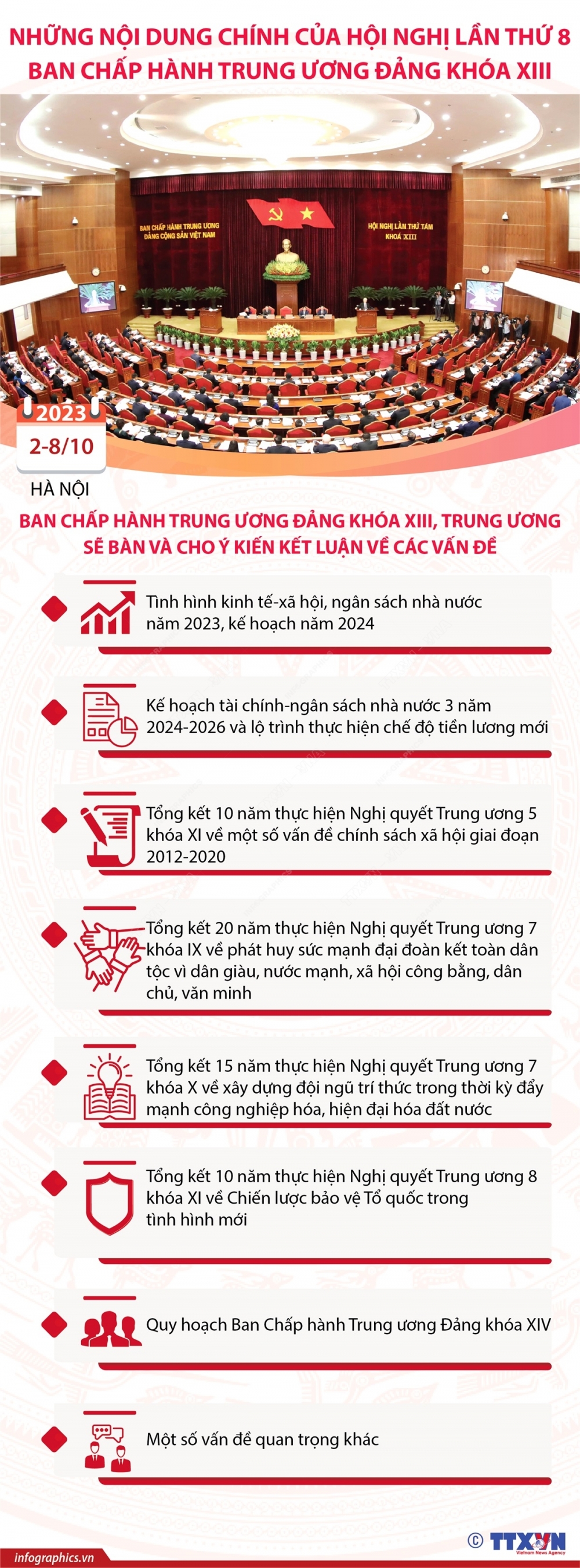Thông cáo báo chí ngày làm việc thứ nhất Hội nghị Trung ương 8 khóa XIII Thông cáo báo chí ngày làm việc thứ nhất Hội nghị Trung ương 8 khóa XIII