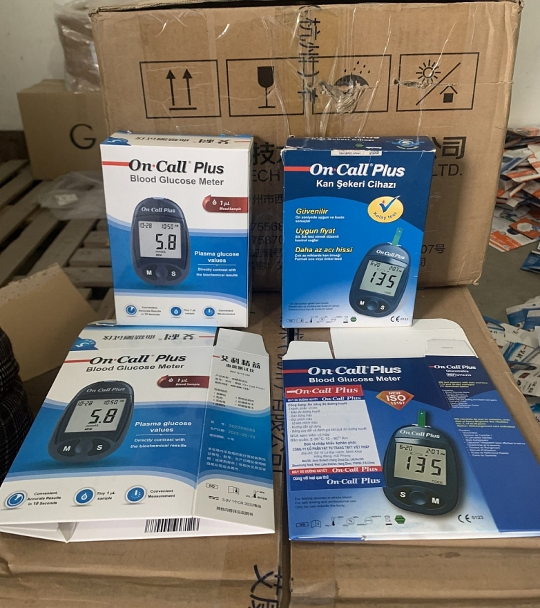 Hải Phòng: Phát hiện kho thiết bị đo đường huyết giả mạo nhãn hiệu On Call Plus