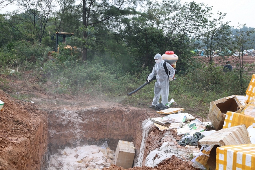 Quảng Bình: Tiêu hủy gần 2,5 tấn sản phẩm động vật các loại