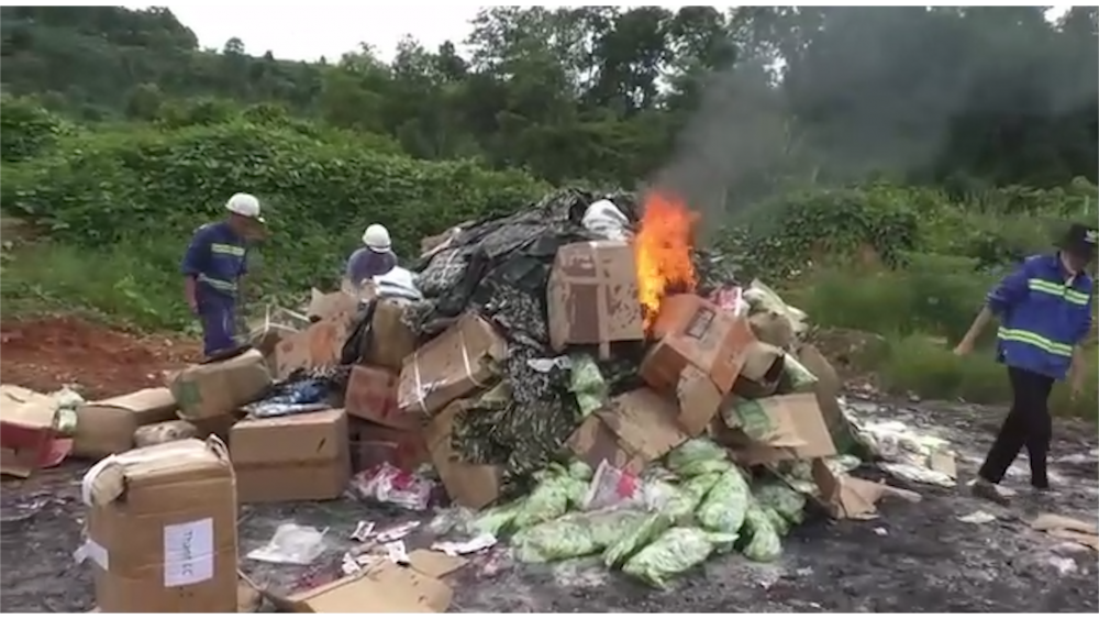 Lào Cai: Tiêu hủy 04 lô hàng không rõ nguồn gốc xuất xứ