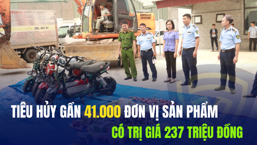 Thái Bình: Tiêu hủy gần 41 nghìn đơn vị sản phẩm có trị giá 237 triệu đồng